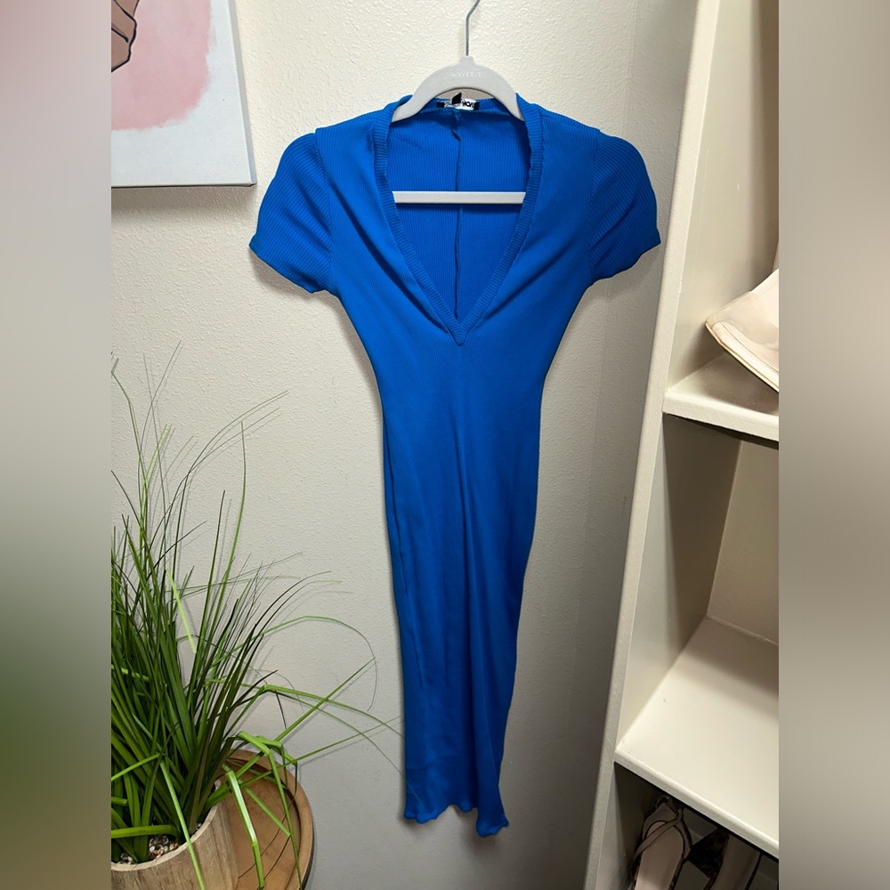 Fitted Midi Dress/Large/Blue